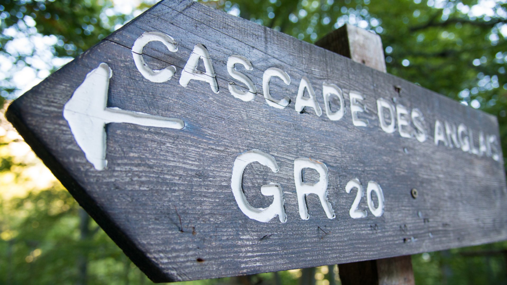 Sign for the GR20 hiking trail in France
