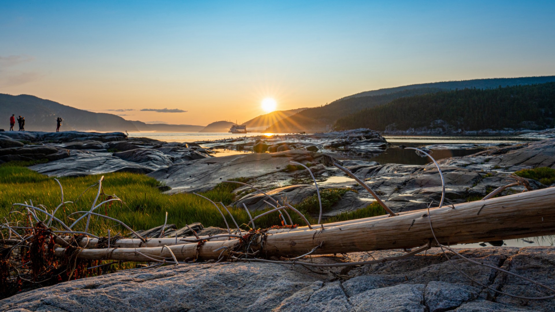 sunset on fjord in quebec