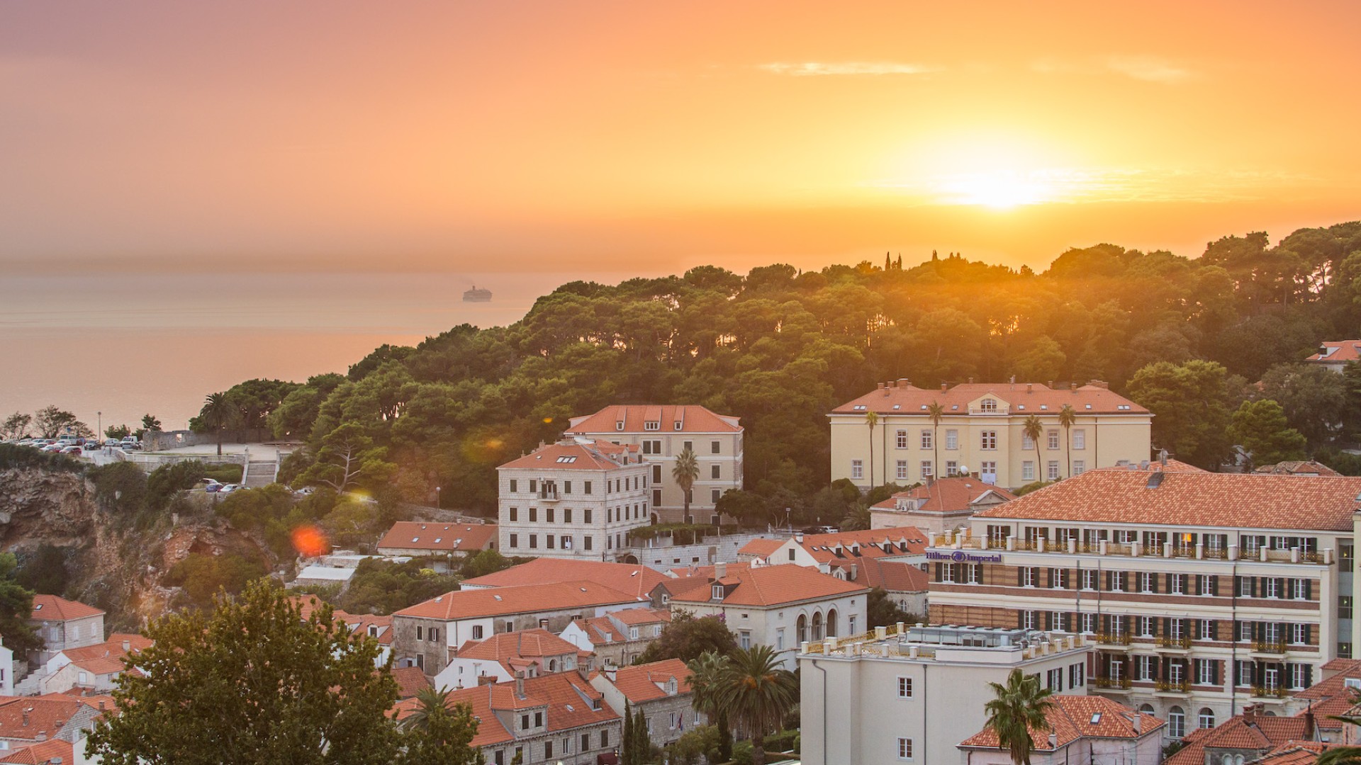 Sunsetting over Albania along the coast