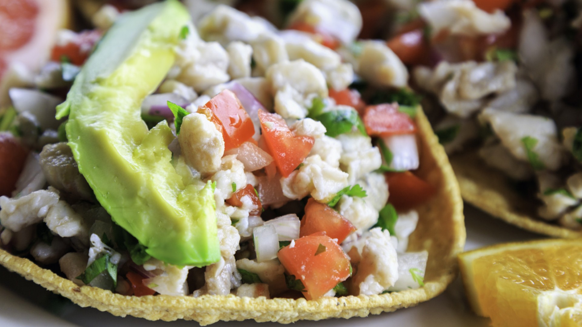 Up close shot of fish tacos made fresh in Baja California Sur