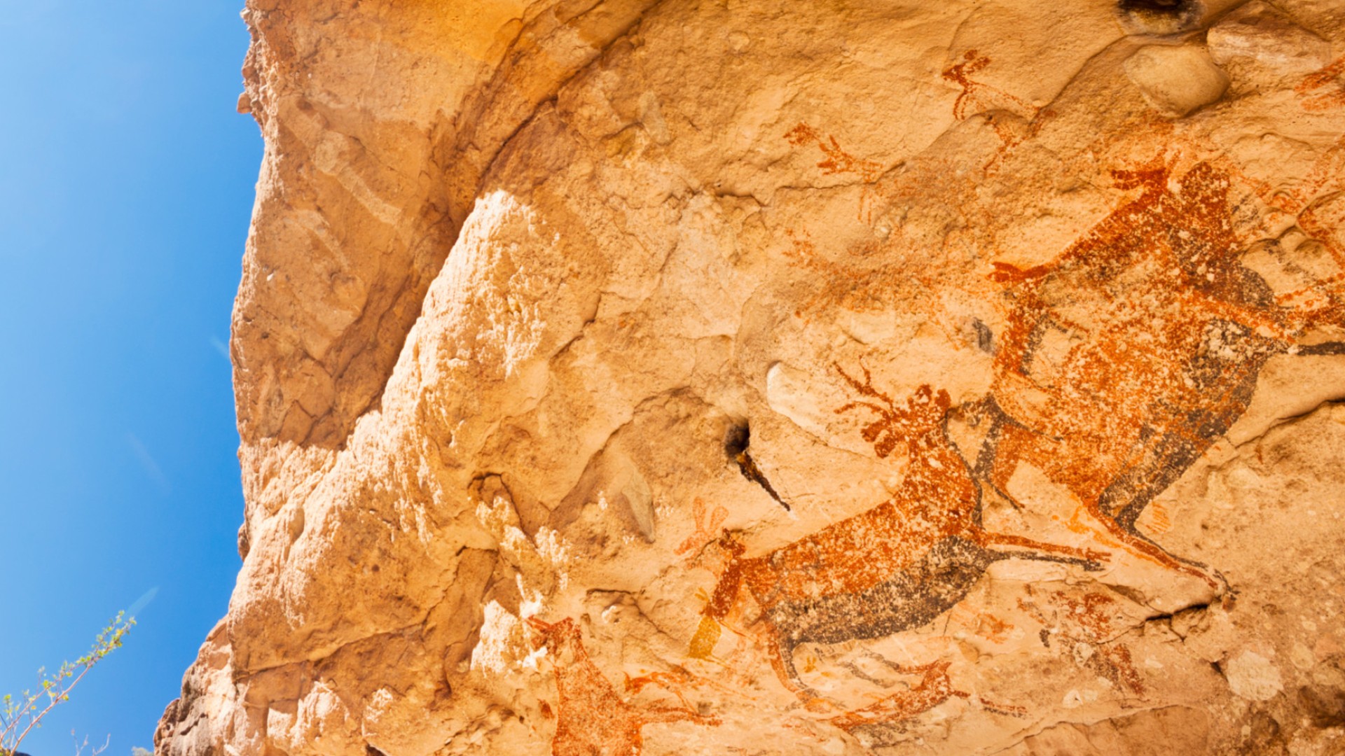 Old petroglyphs found in caves in the desert mountains of Baja California 