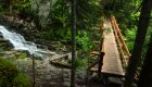 Hiking trails amongst waterfalls in Quebec